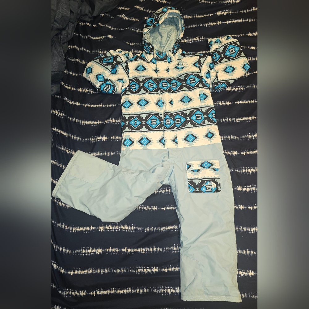The North Face Kids Snowsuit One Peice- Blue and White